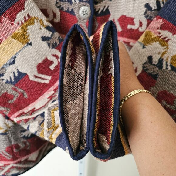 VTG NWT JANE ASHLEY Western Horse Aztec Tribal Tapestry Button Jacket Sz M - Picture 10 of 16